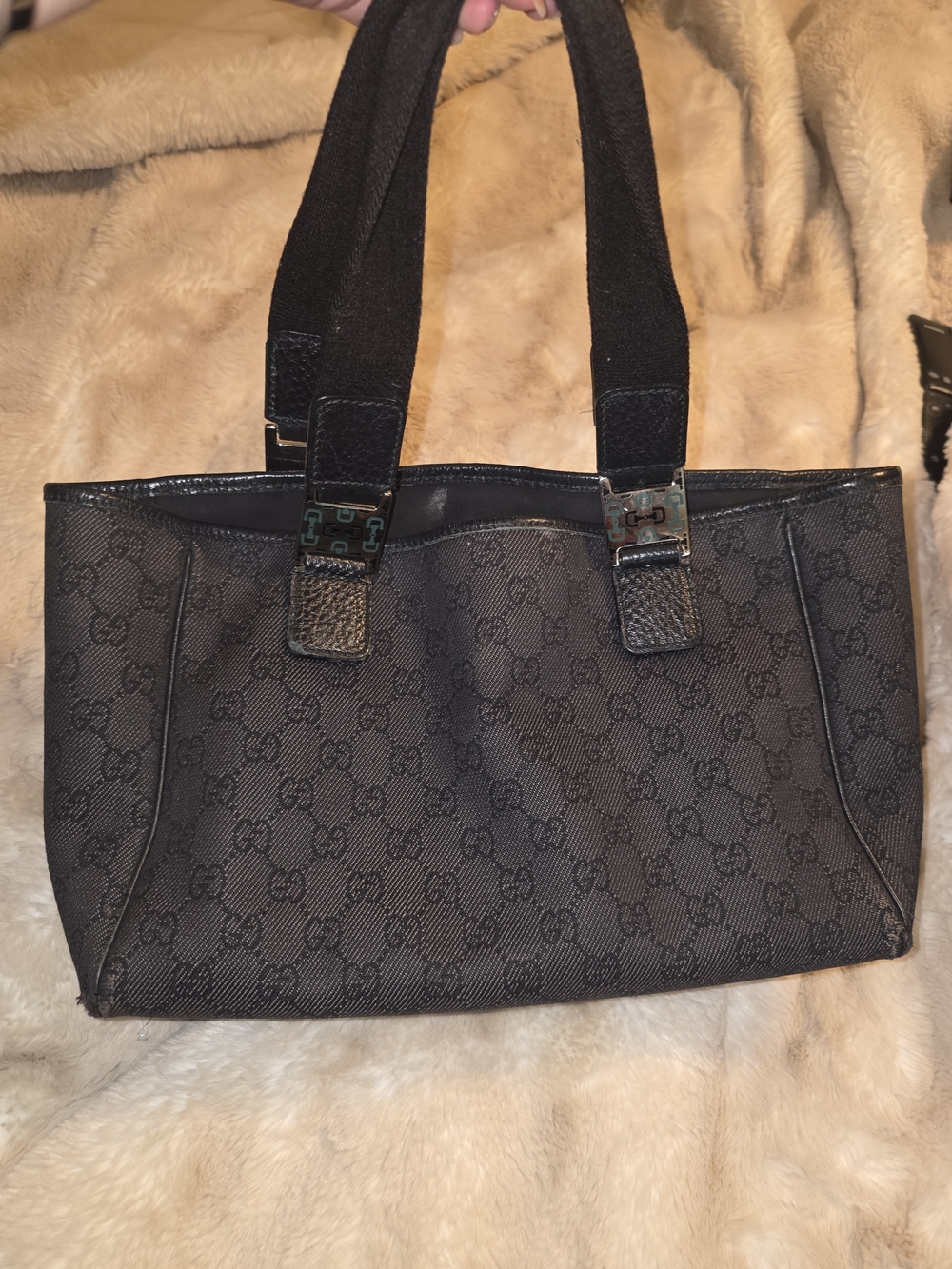 Gucci Black Monogram Canvas Tote